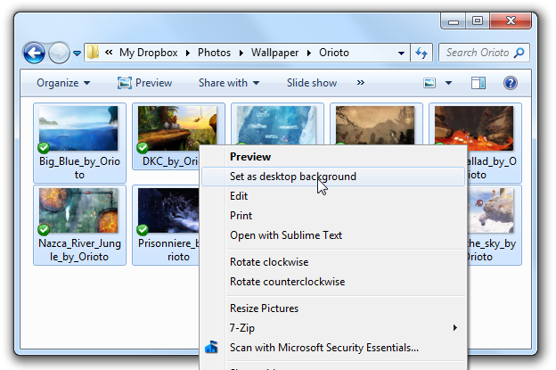 how to set desktop background in windows 7